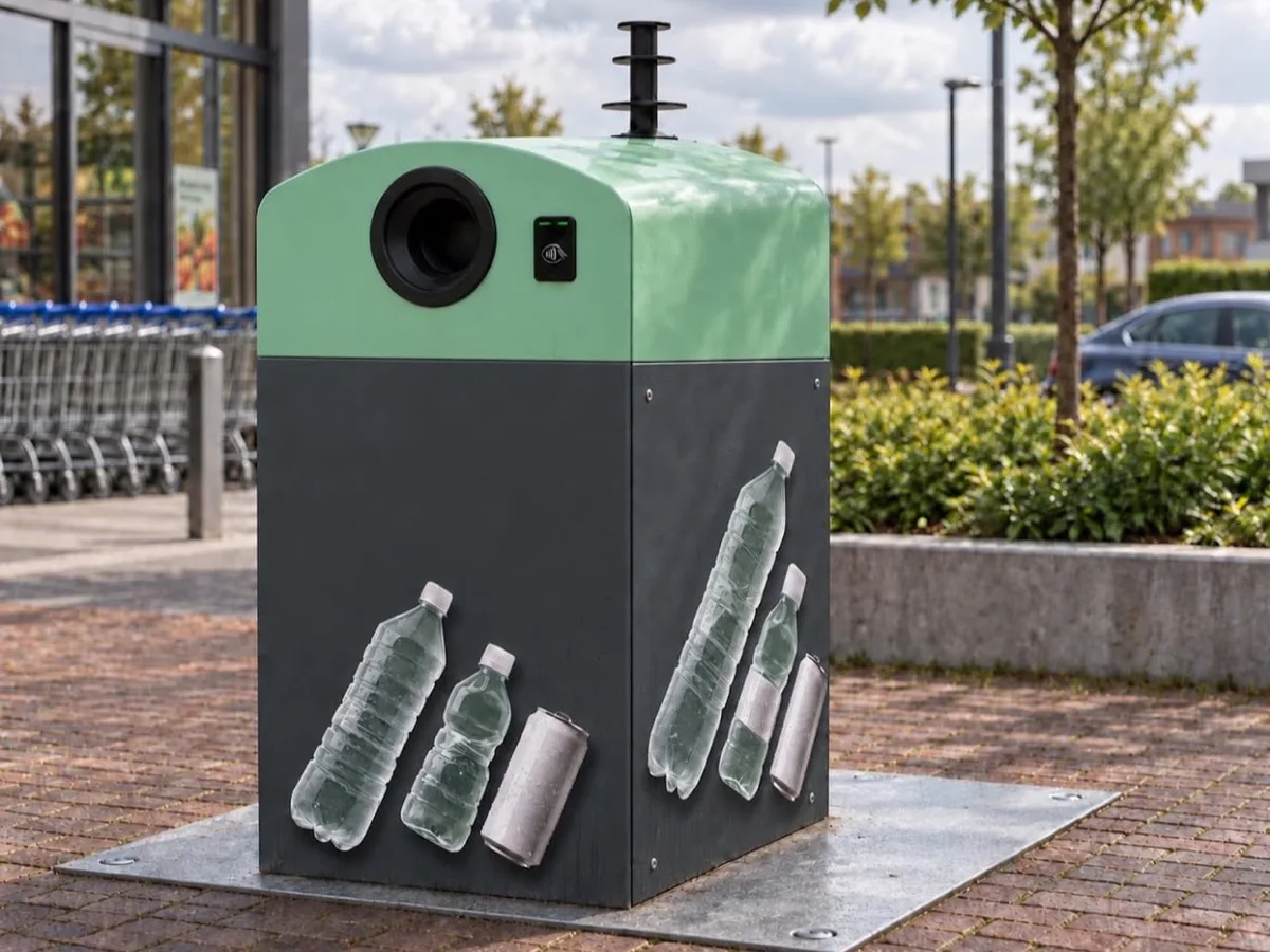 De Pop it in TITAN buiten op een inwerpzuil, op een stalen grondplaat